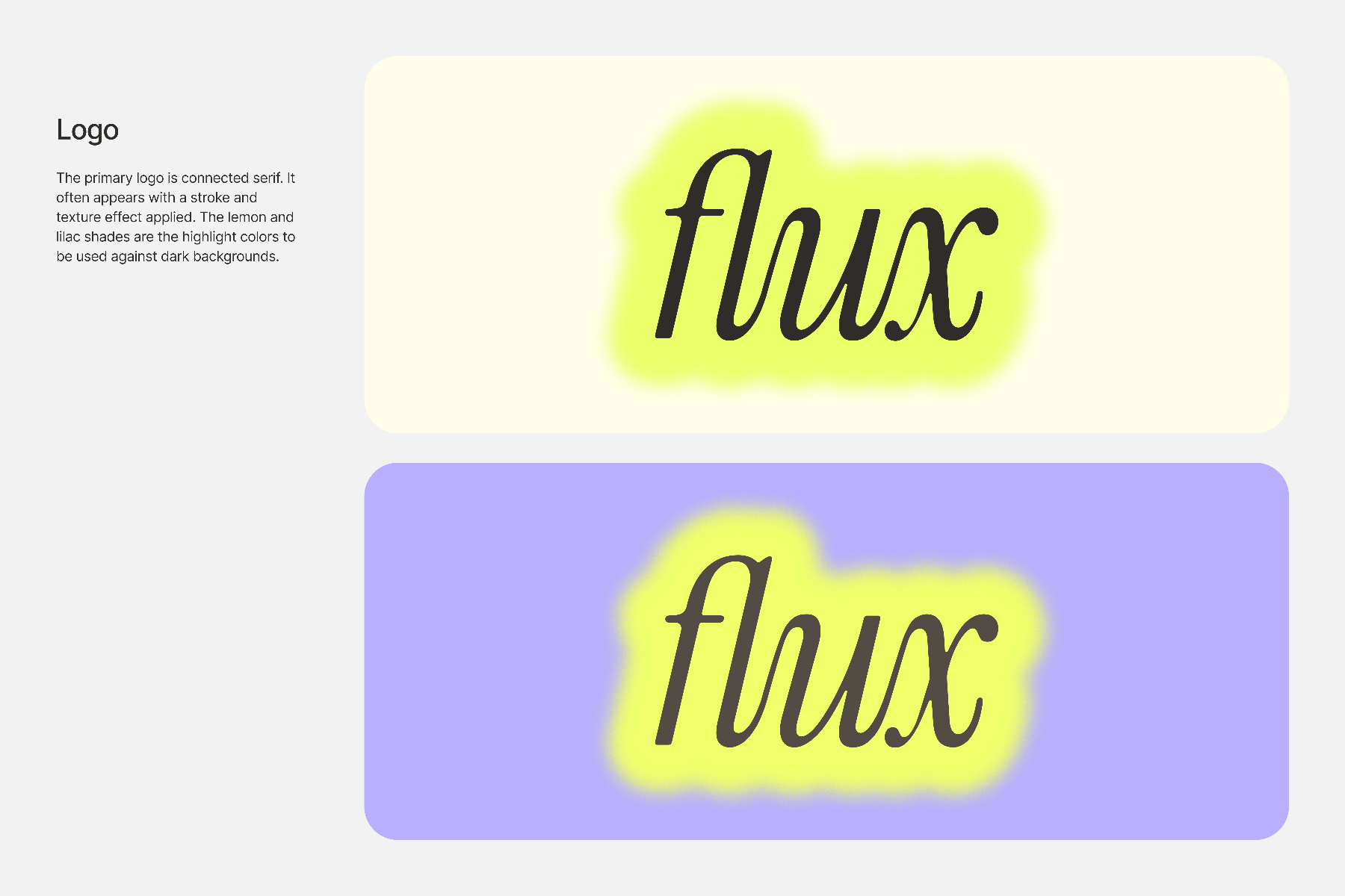 Flux logo — connected serif with lemon glow