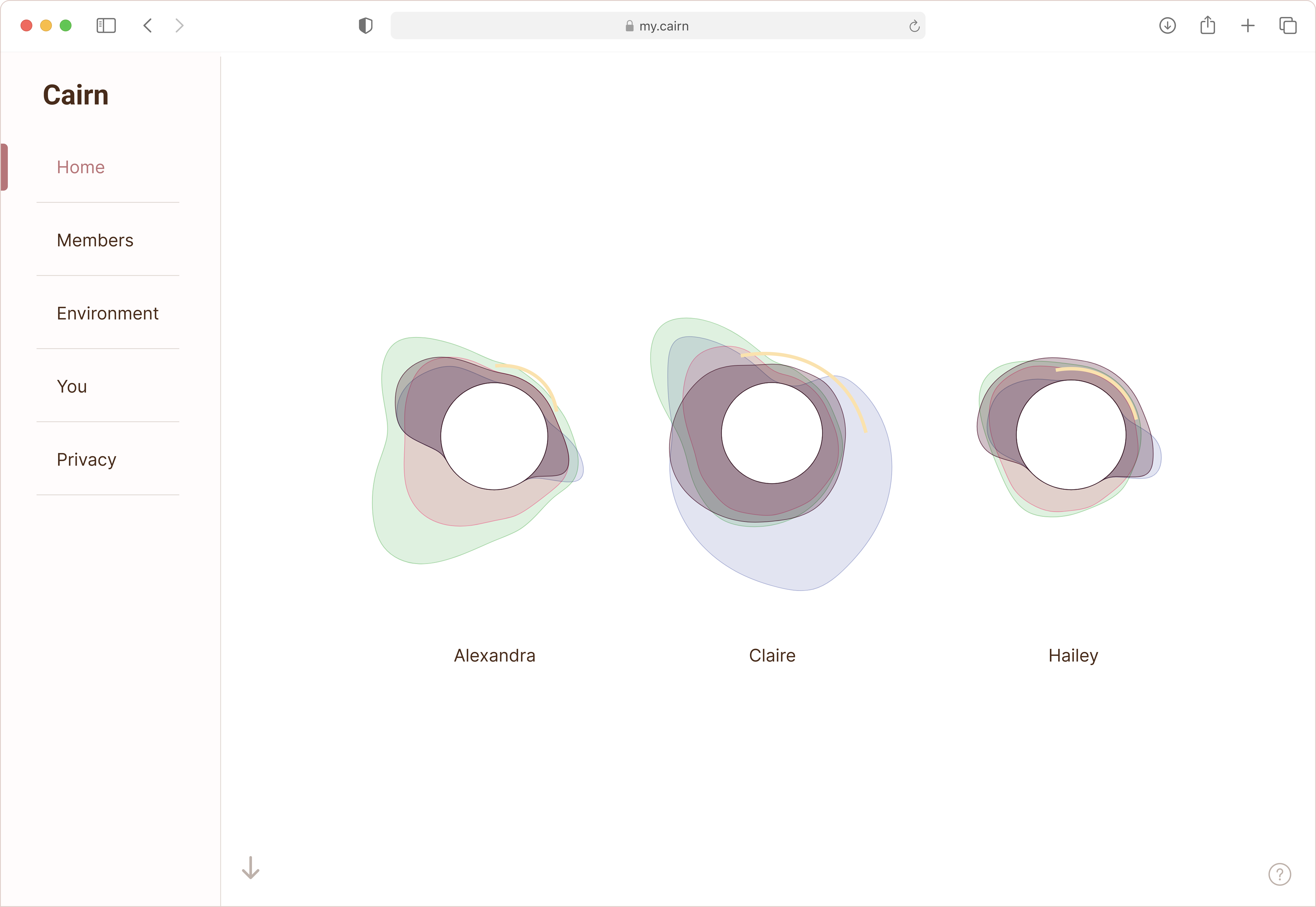 Cairn final — transition between aggregate and individual views
