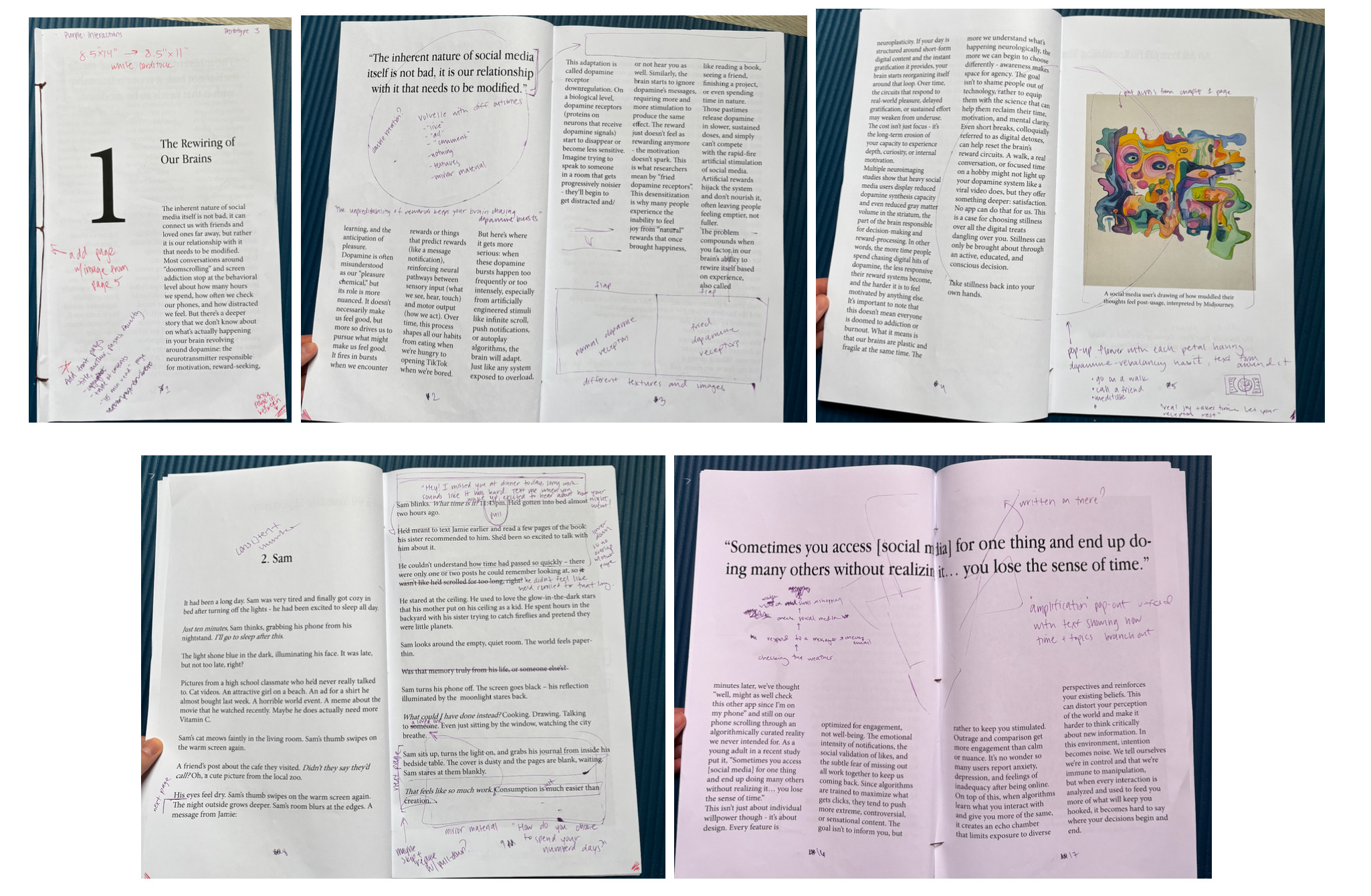 Prototype 3 — annotated page layouts working out where each pop-up sits and how text moves to accommodate it
