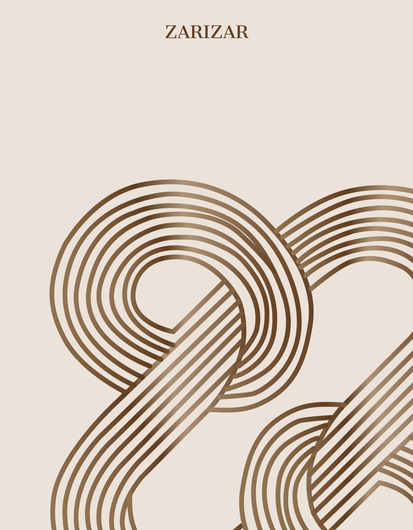 Cream bag artwork with an enlarged brown looping mark